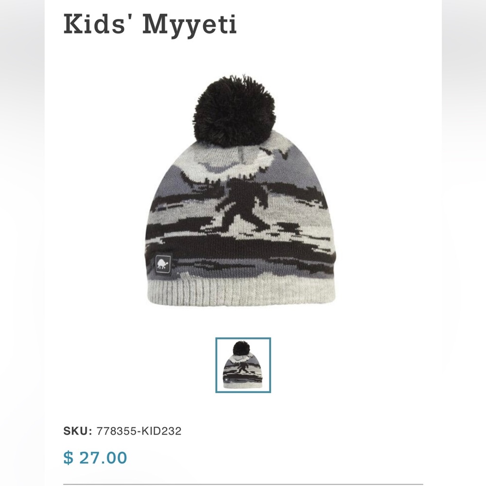 NWOT Turtlfur Kids Myyeti Hat